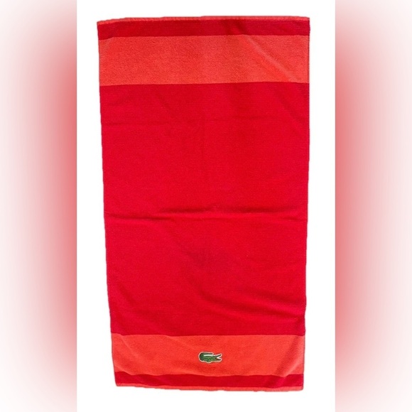 Lacoste Red Textured Loop Bath Towel 100% Cotton 30x52 Big Croc Logo Luxury Bath - Picture 1 of 6